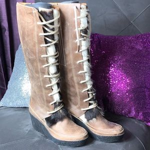 Authentic Juicy Couture lace up wedge boots!